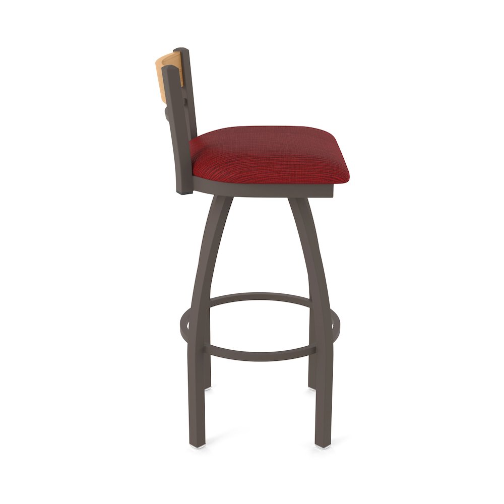36" Swivel Extra Tall Bar Stool, Bronze Finish, Medium Back, Graph Ruby Seat