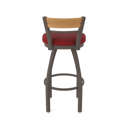 36" Swivel Extra Tall Bar Stool, Bronze Finish, Medium Back, Graph Ruby Seat