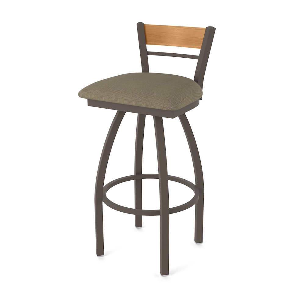 36" Swivel Extra Tall Bar Stool, Bronze Finish, Medium Back, Graph Cork Seat