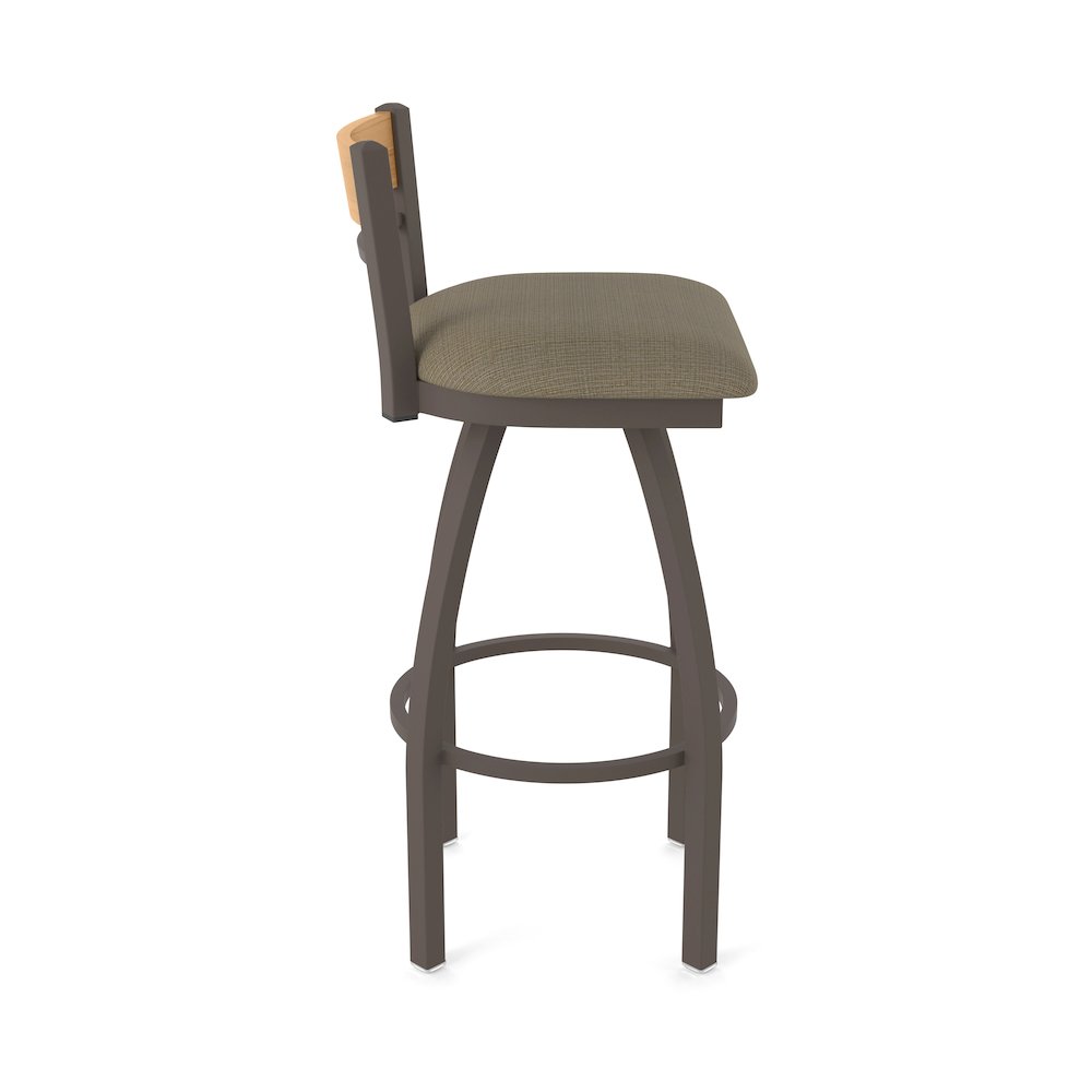 36" Swivel Extra Tall Bar Stool, Bronze Finish, Medium Back, Graph Cork Seat