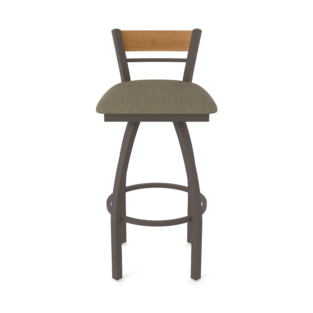 36" Swivel Extra Tall Bar Stool, Bronze Finish, Medium Back, Graph Cork Seat
