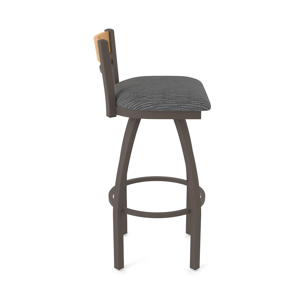 36" Swivel Extra Tall Bar Stool, Bronze Finish, Medium Back, Graph Coal Seat