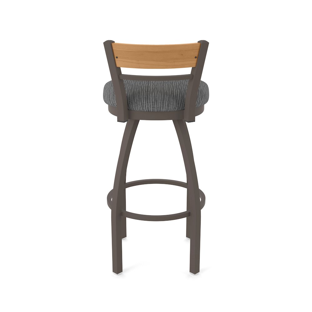 36" Swivel Extra Tall Bar Stool, Bronze Finish, Medium Back, Graph Coal Seat
