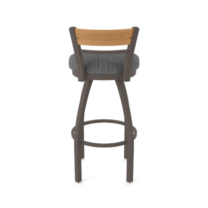 36" Swivel Extra Tall Bar Stool, Bronze Finish, Medium Back, Graph Coal Seat