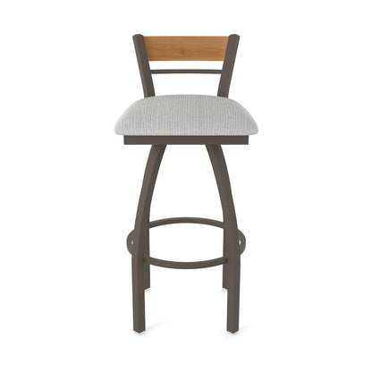 36" Swivel Extra Tall Bar Stool, Bronze Finish, Medium Back, Graph Alpine Seat