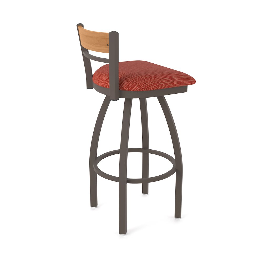 36" Swivel Extra Tall Bar Stool, Bronze Finish, Medium Back, Graph Poppy Seat