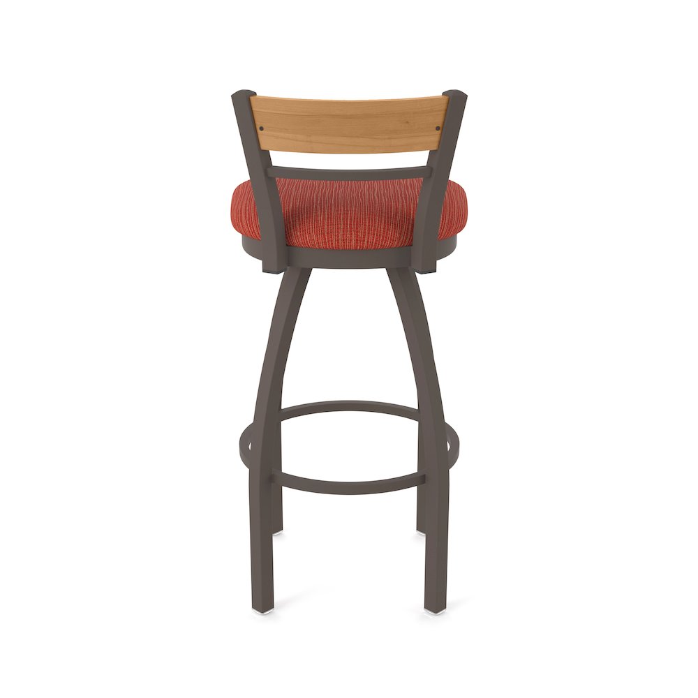 36" Swivel Extra Tall Bar Stool, Bronze Finish, Medium Back, Graph Poppy Seat