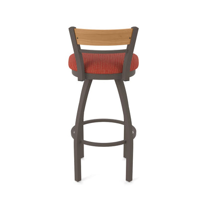 36" Swivel Extra Tall Bar Stool, Bronze Finish, Medium Back, Graph Poppy Seat