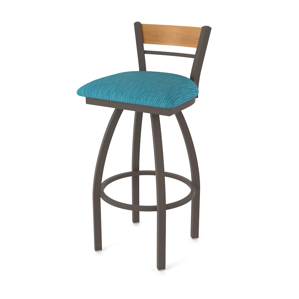 36" Swivel Extra Tall Bar Stool, Bronze Finish, Medium Back, Graph Tidal Seat