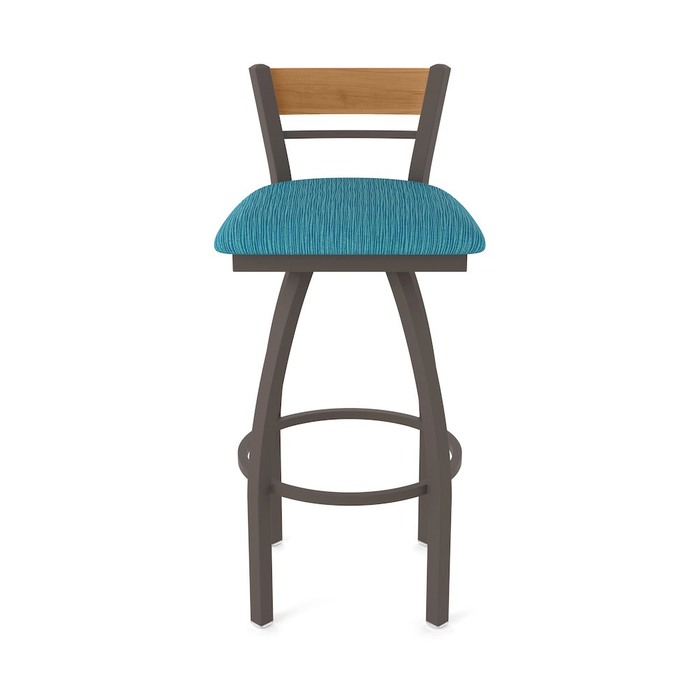 36" Swivel Extra Tall Bar Stool, Bronze Finish, Medium Back, Graph Tidal Seat