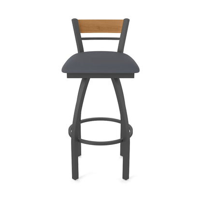 36" Swivel Extra Tall Bar Stool, Pewter Finish, Medium Back, Canter Storm Seat