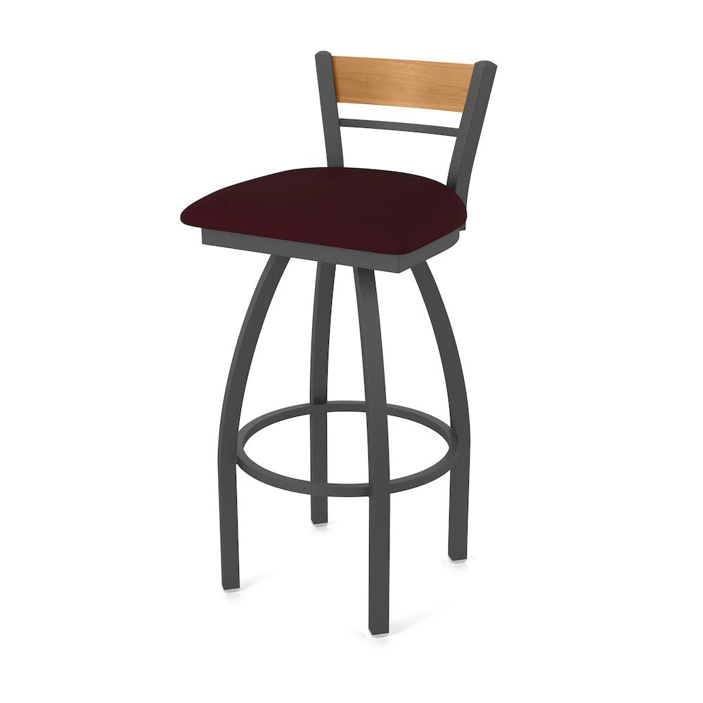 36" Swivel Extra Tall Bar Stool, Pewter Finish, Medium Back