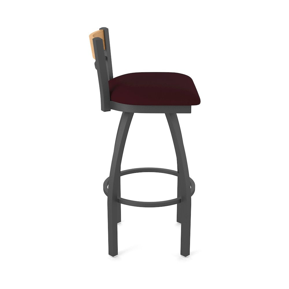 36" Swivel Extra Tall Bar Stool, Pewter Finish, Medium Back