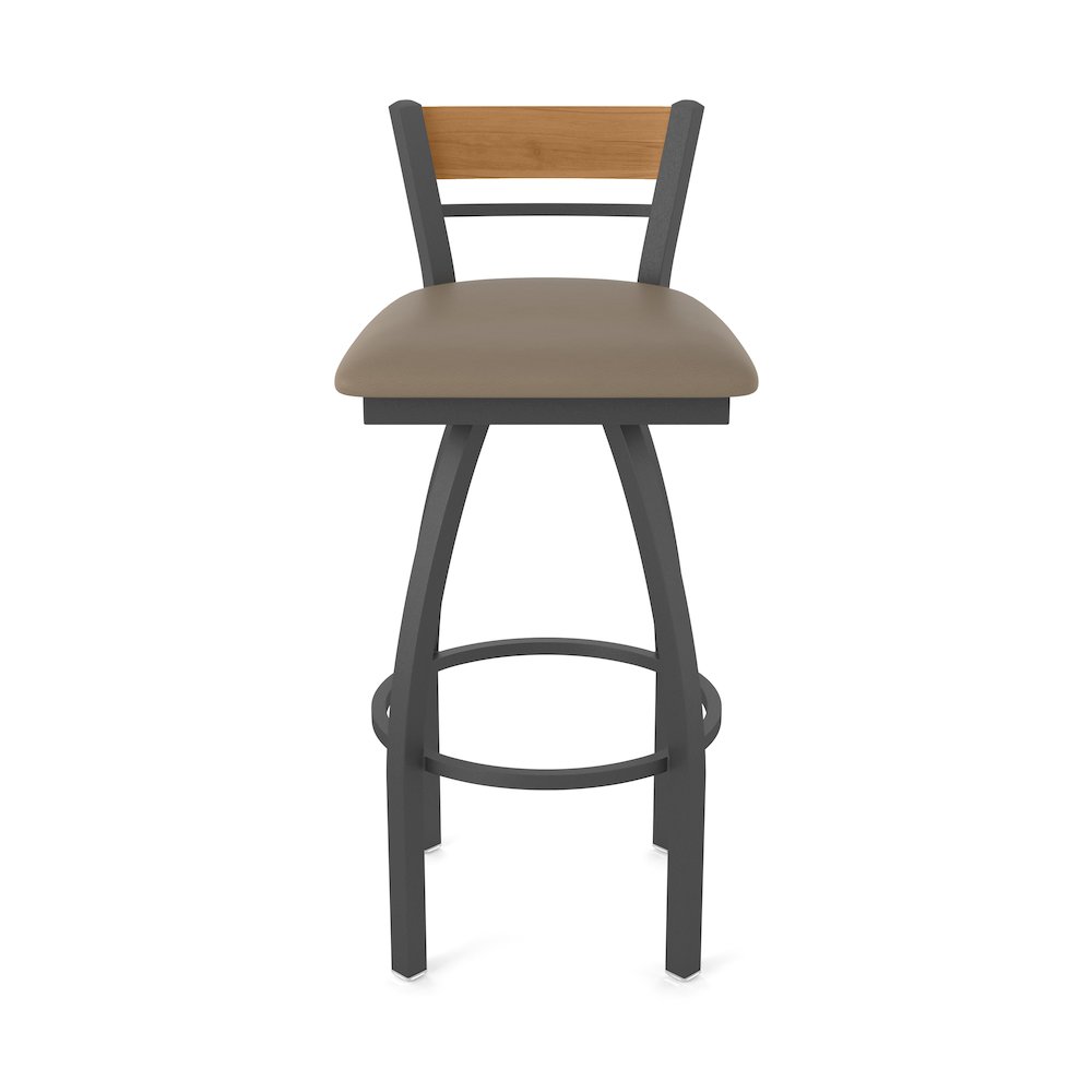 36" Swivel Extra Tall Bar Stool, Pewter Finish, Medium Back, Canter Earth Seat