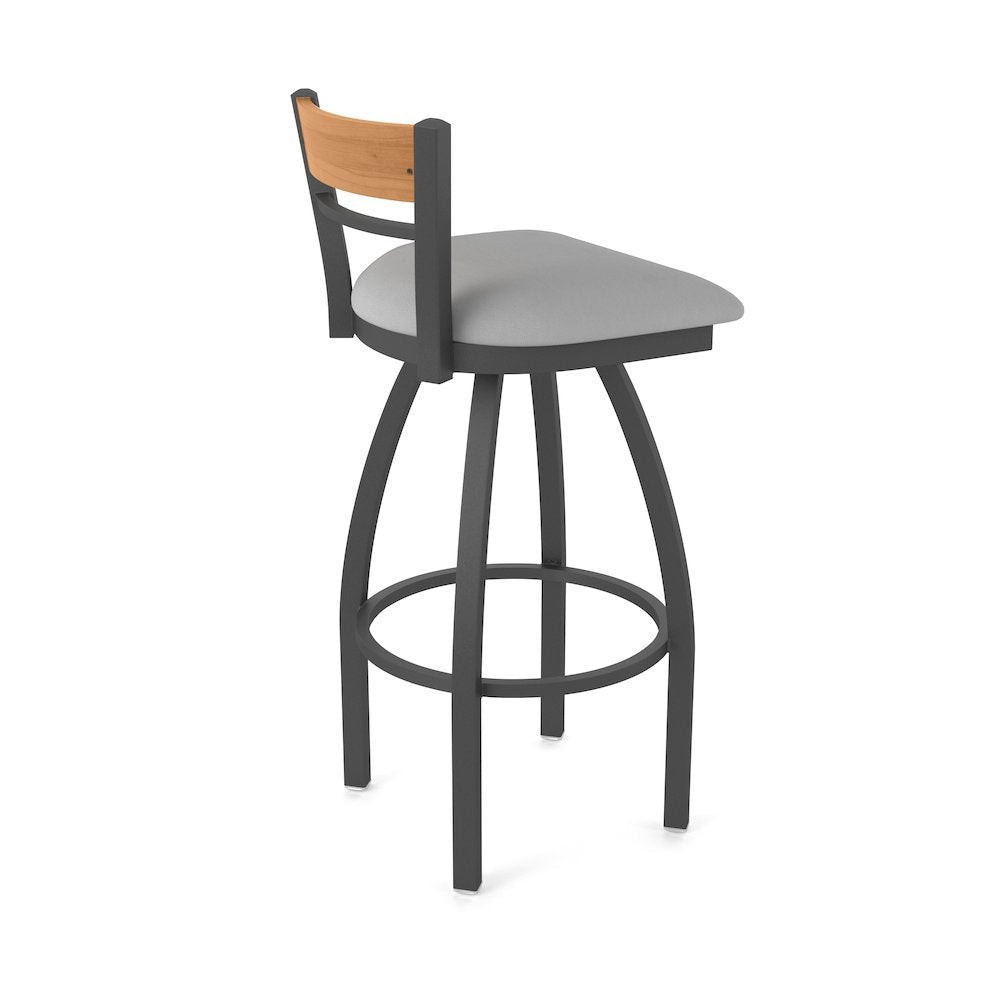 36" Swivel Extra Tall Bar Stool, Pewter Finish, Medium Back