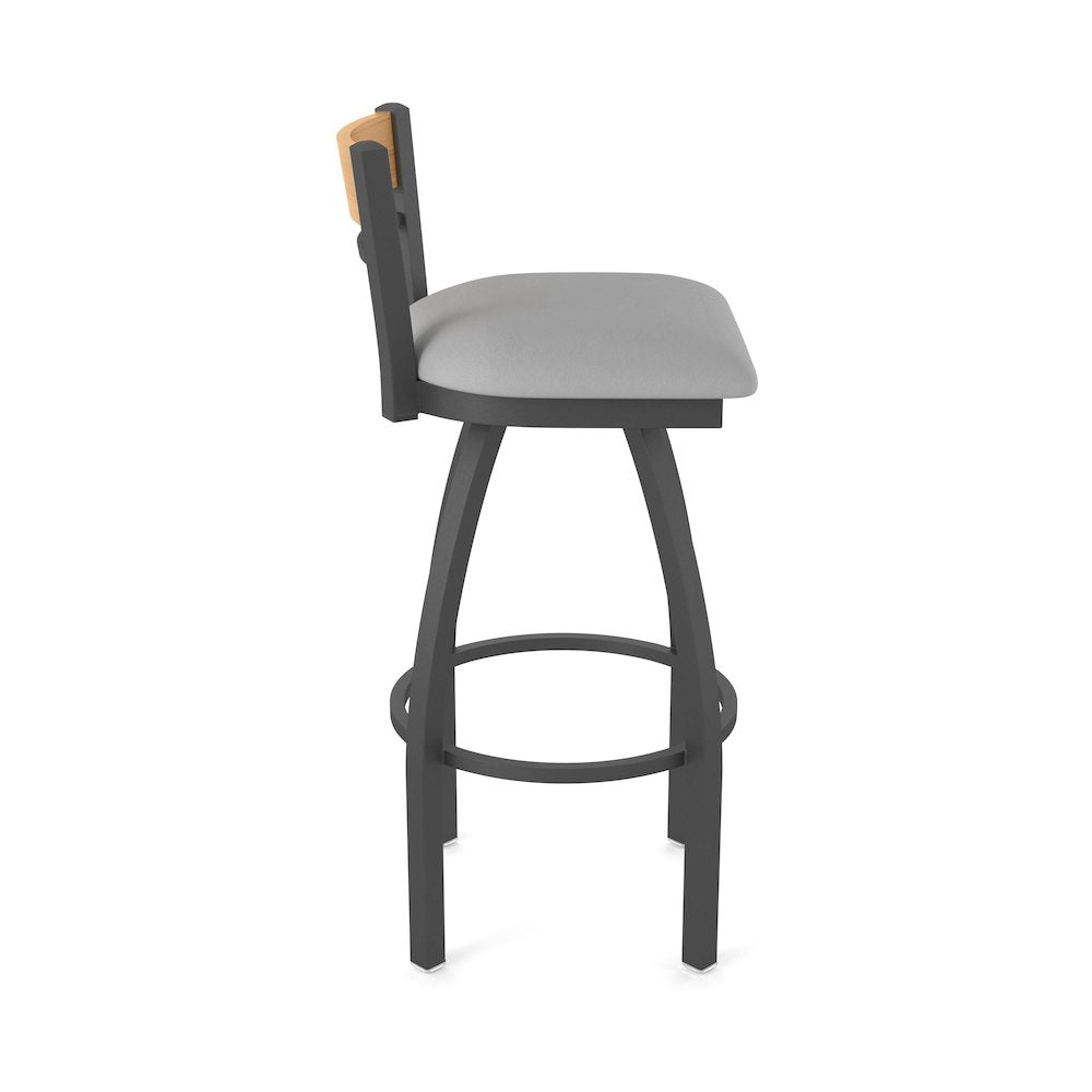 36" Swivel Extra Tall Bar Stool, Pewter Finish, Medium Back