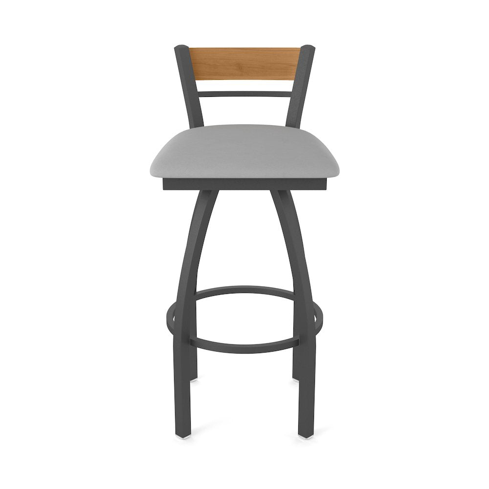 36" Swivel Extra Tall Bar Stool, Pewter Finish, Medium Back