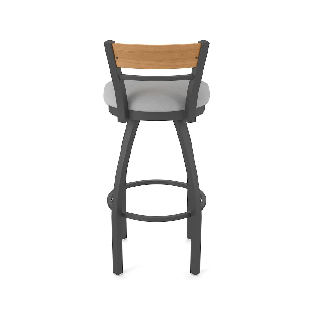 36" Swivel Extra Tall Bar Stool, Pewter Finish, Medium Back
