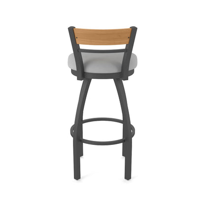 36" Swivel Extra Tall Bar Stool, Pewter Finish, Medium Back