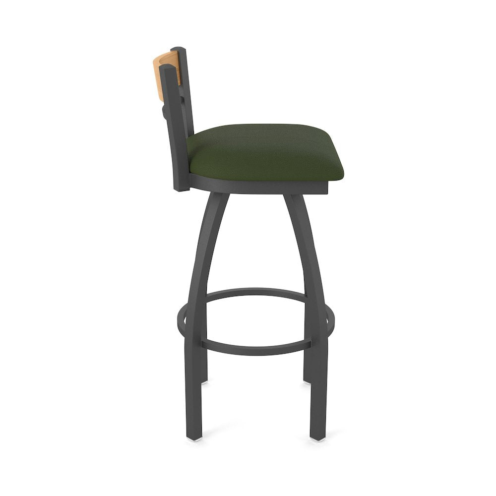 36" Swivel Extra Tall Bar Stool, Pewter Finish, Medium Back, Canter Pine Seat