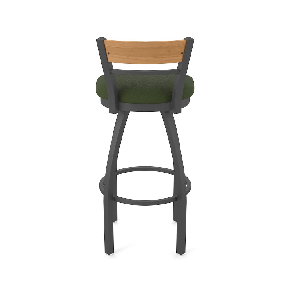 36" Swivel Extra Tall Bar Stool, Pewter Finish, Medium Back, Canter Pine Seat