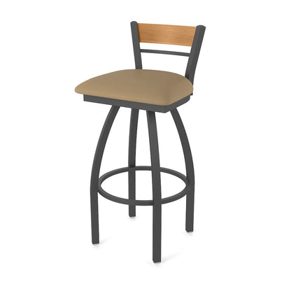 36" Swivel Extra Tall Bar Stool, Pewter Finish, Medium Back, Canter Sand Seat