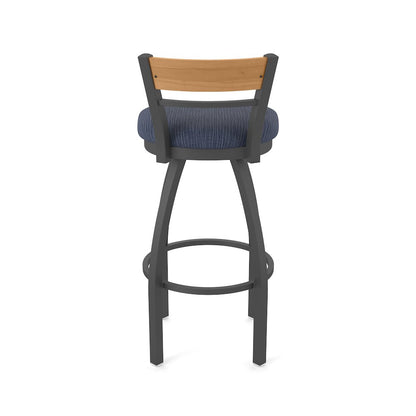 36" Swivel Extra Tall Bar Stool, Pewter Finish, Medium Back, Graph Anchor Seat