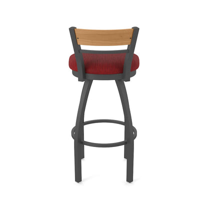 36" Swivel Extra Tall Bar Stool, Pewter Finish, Medium Back, Graph Ruby Seat