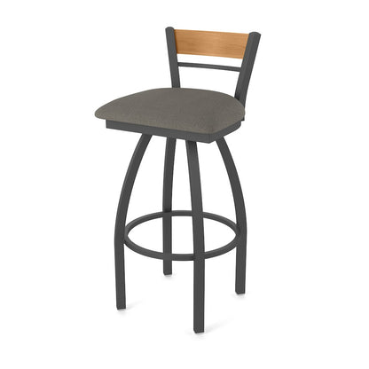 36" Swivel Extra Tall Bar Stool, Pewter Finish, Medium Back, Graph Chalice Seat