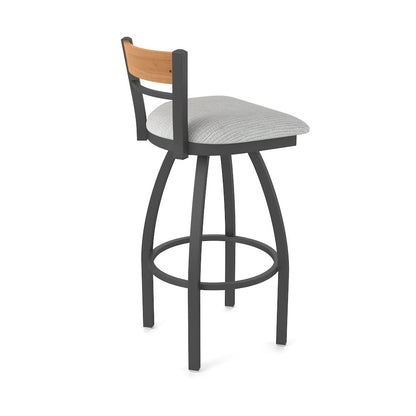36" Swivel Extra Tall Bar Stool, Pewter Finish, Medium Back, Graph Alpine Seat