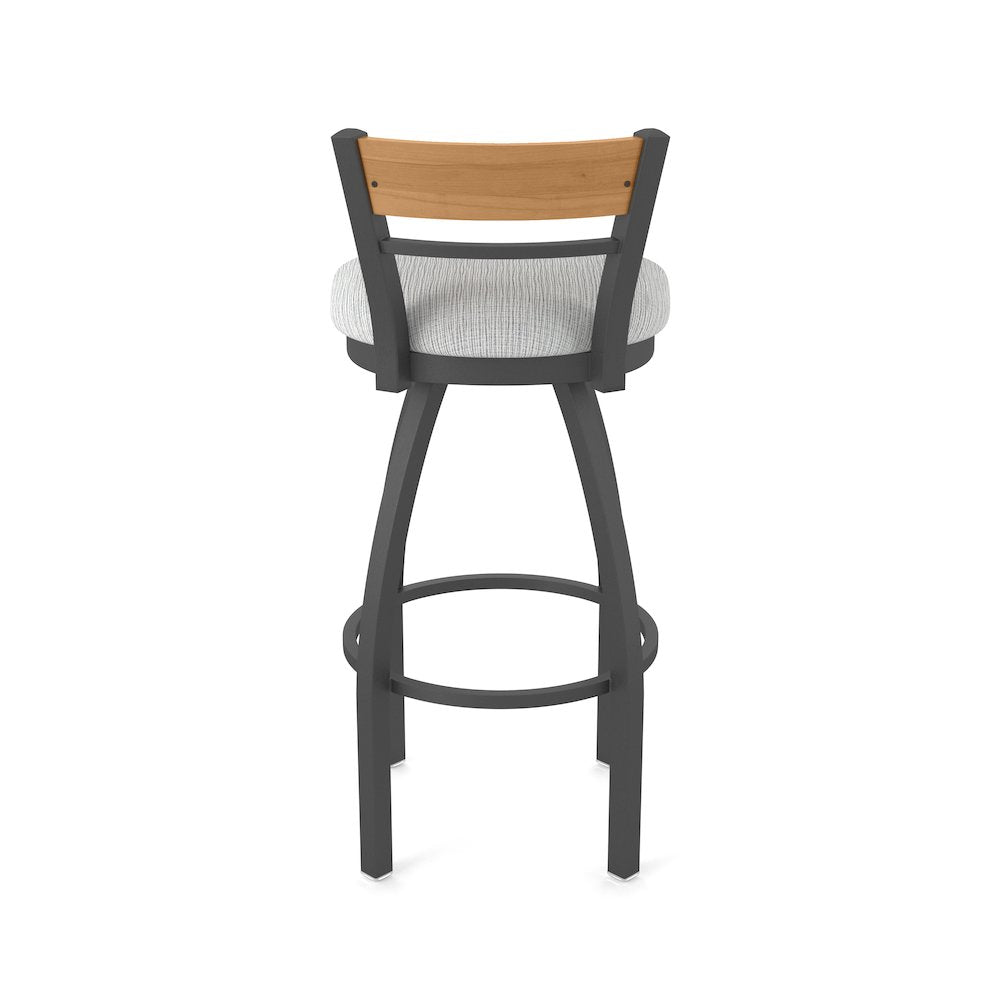 36" Swivel Extra Tall Bar Stool, Pewter Finish, Medium Back, Graph Alpine Seat