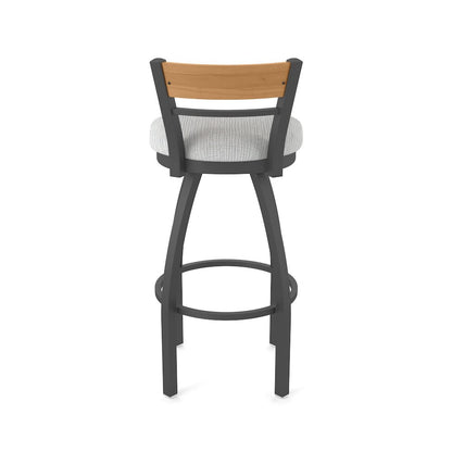 36" Swivel Extra Tall Bar Stool, Pewter Finish, Medium Back, Graph Alpine Seat
