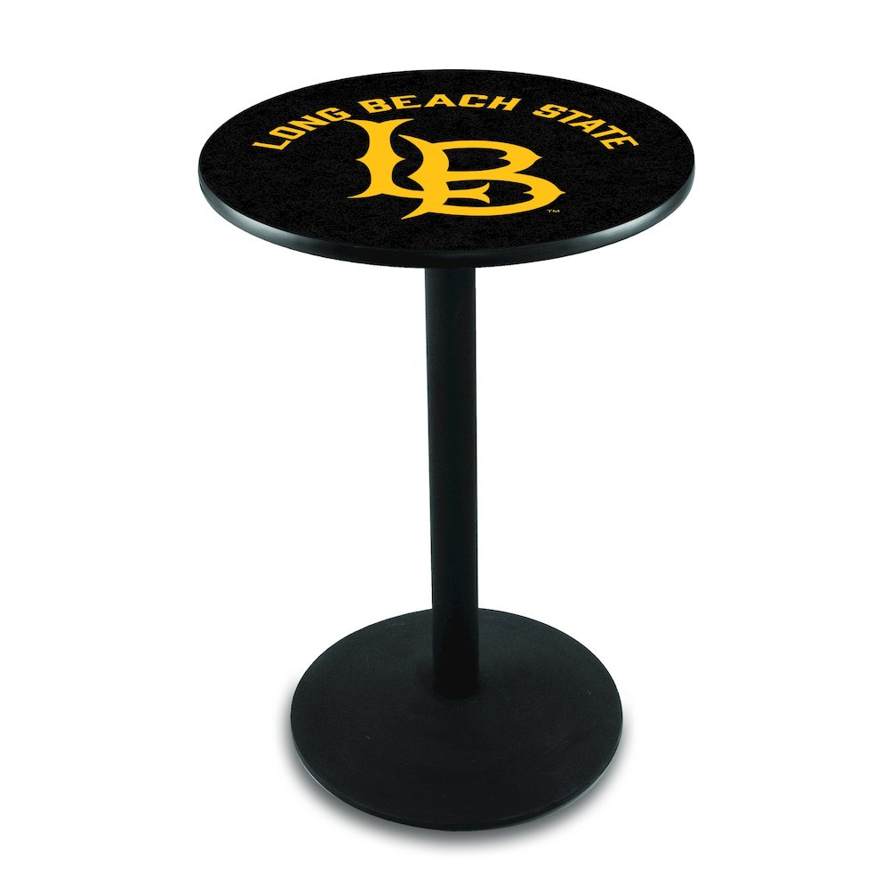 L214 Long Beach State University 42" Tall - 36" Top Pub Table with Black Wrinkle Finish