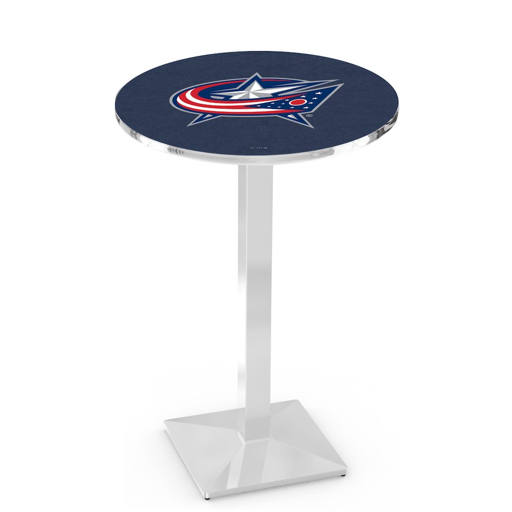 L217 Columbus Blue Jackets 42' Tall - 36' Top Pub Table w/ Chrome Finish (1296)