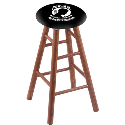 Oak Extra Tall Bar Stool in Medium Finish with POW/MIA Seat