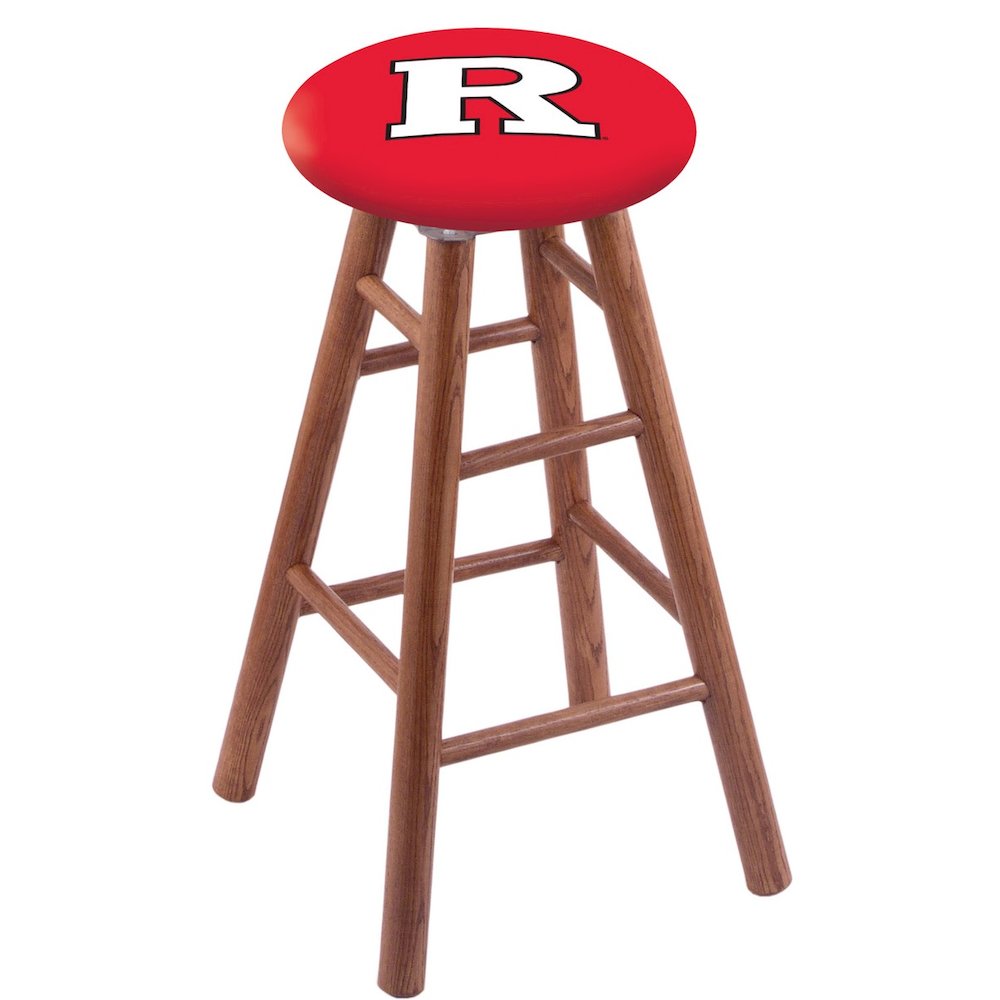 Oak Extra Tall Bar Stool in Medium Finish with Rutgers Seat