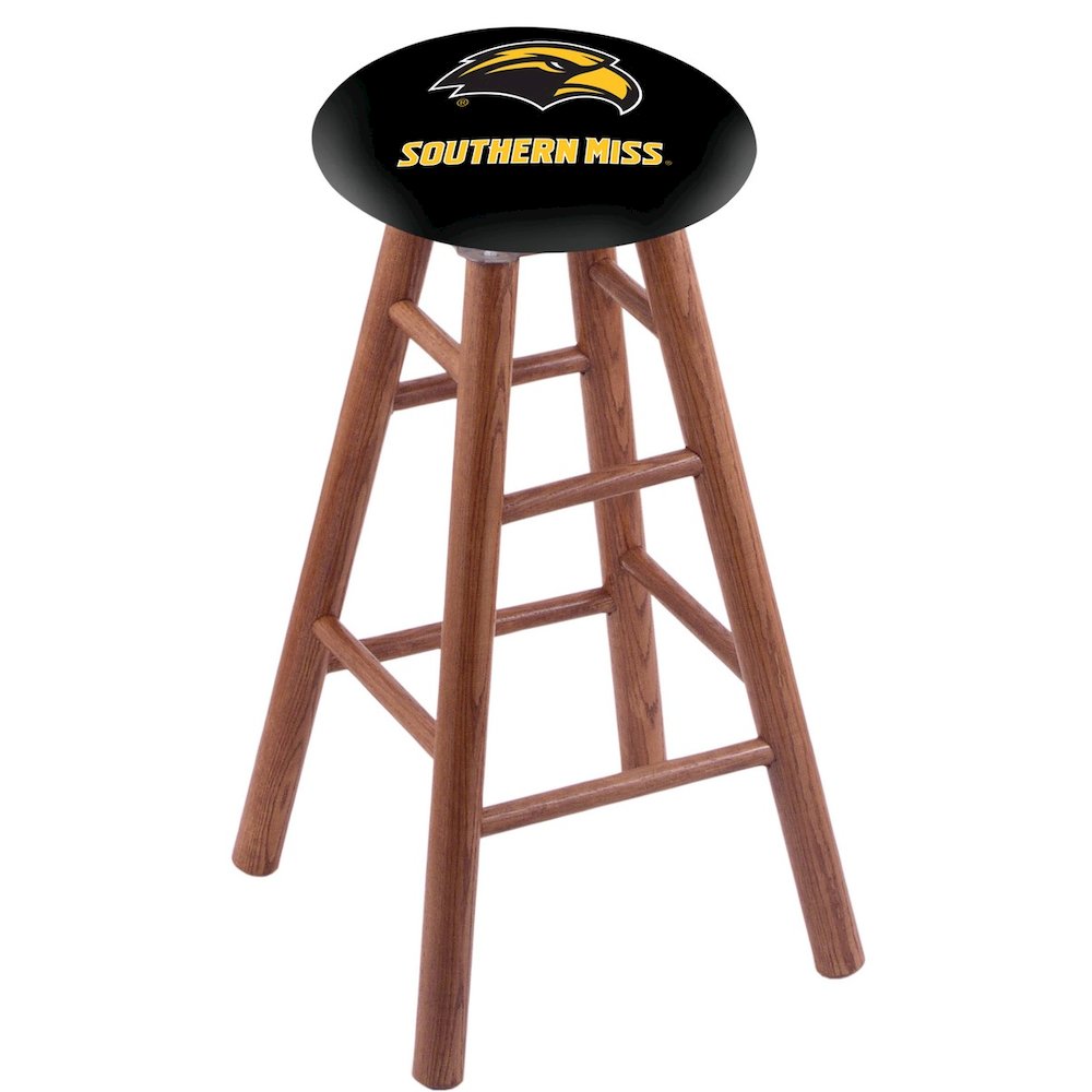 Oak Extra Tall Bar Stool in Medium Finish with Southern Miss Seat