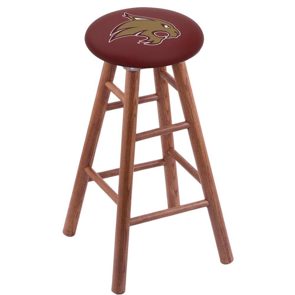 Oak Extra Tall Bar Stool in Medium Finish with Texas State Seat