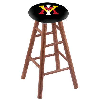 Oak Extra Tall Bar Stool in Medium Finish with Virginia Military Institute Seat