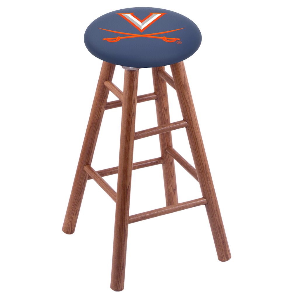 Oak Extra Tall Bar Stool in Medium Finish with Virginia Seat