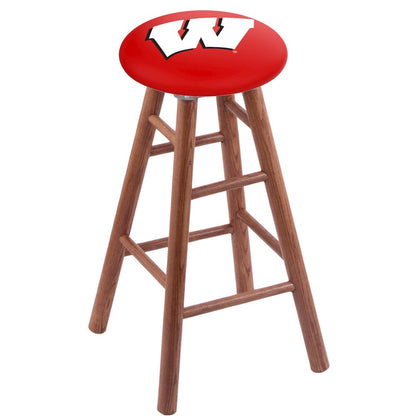 Oak Extra Tall Bar Stool in Medium Finish with Wisconsin "W" Seat