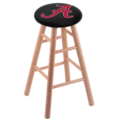 Oak Extra Tall Bar Stool in Natural Finish with Alabama Seat