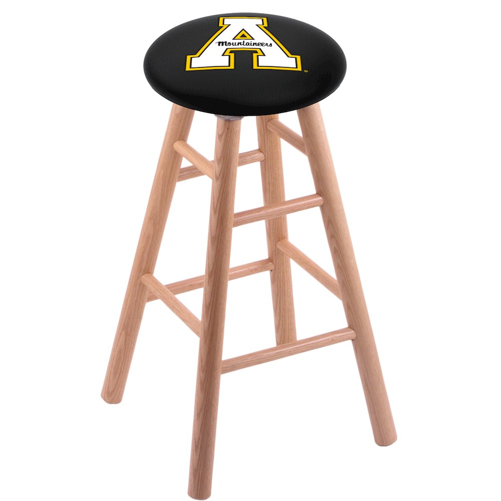 Oak Extra Tall Bar Stool in Natural Finish with Appalachian State Seat