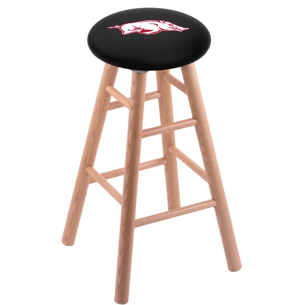 Oak Extra Tall Bar Stool in Natural Finish with Arkansas Seat