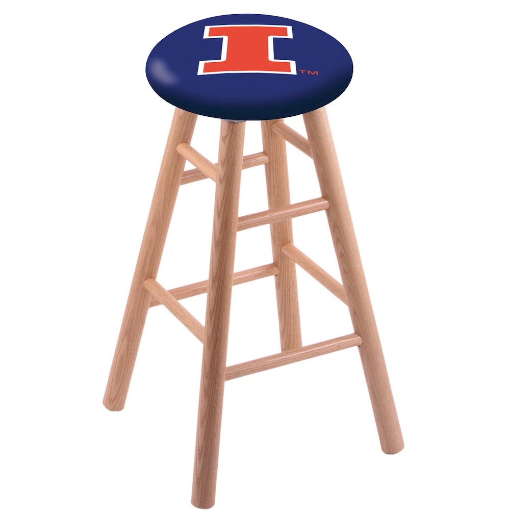 Oak Extra Tall Bar Stool in Natural Finish with Illinois Seat