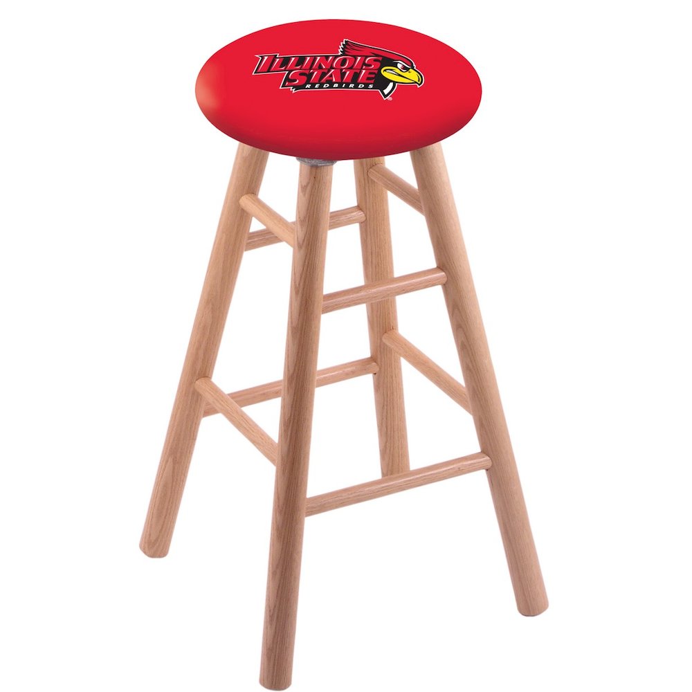 Oak Extra Tall Bar Stool in Natural Finish with Illinois State Seat