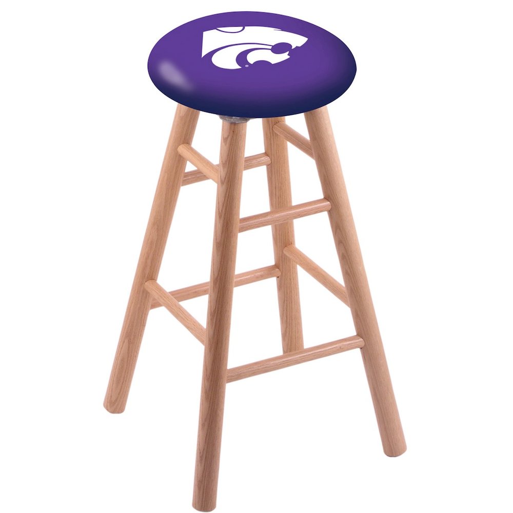 Oak Extra Tall Bar Stool in Natural Finish with Kansas State Seat