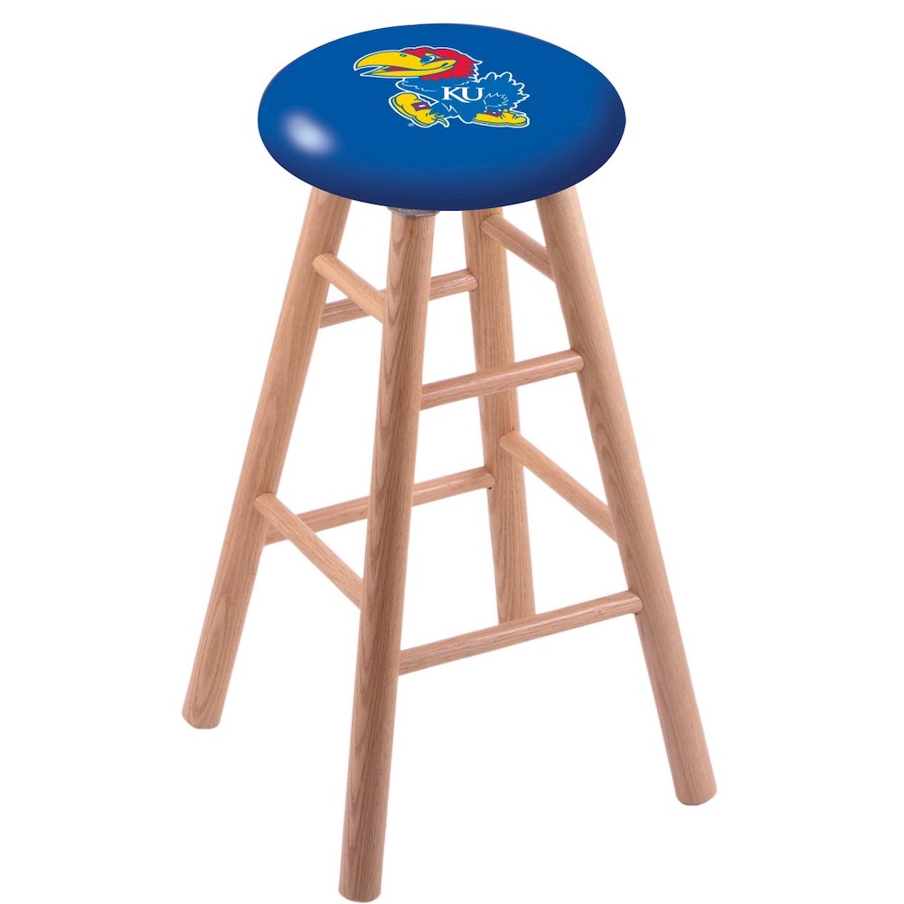 Oak Extra Tall Bar Stool in Natural Finish with Kansas Seat
