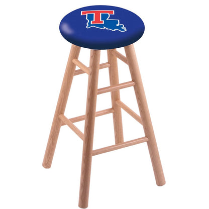 Oak Extra Tall Bar Stool in Natural Finish with Louisiana Tech Seat