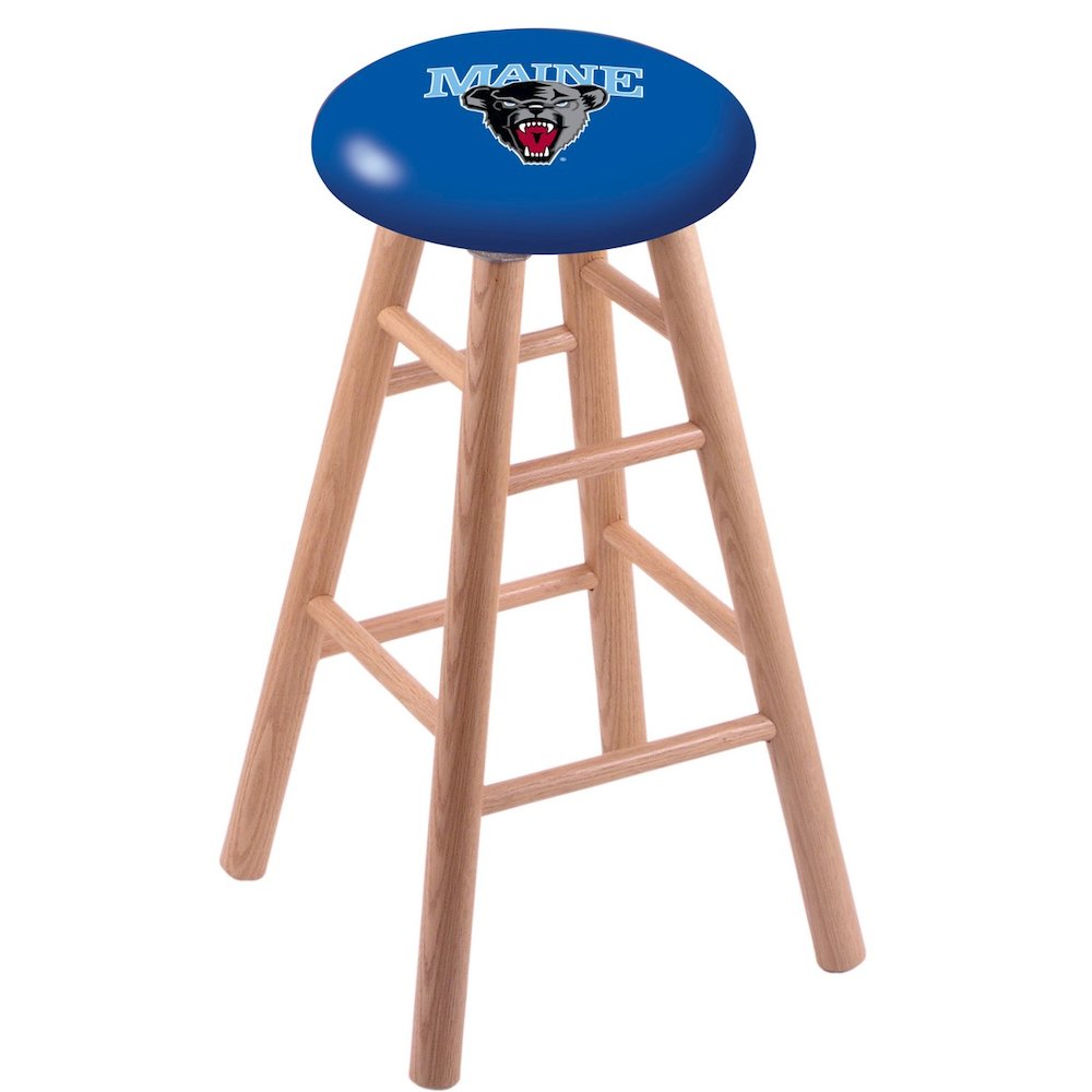 Oak Extra Tall Bar Stool in Natural Finish with Maine Seat